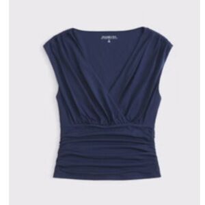 Abercrombie & Fitch Blue Cap Sleeve Wrap Blouse